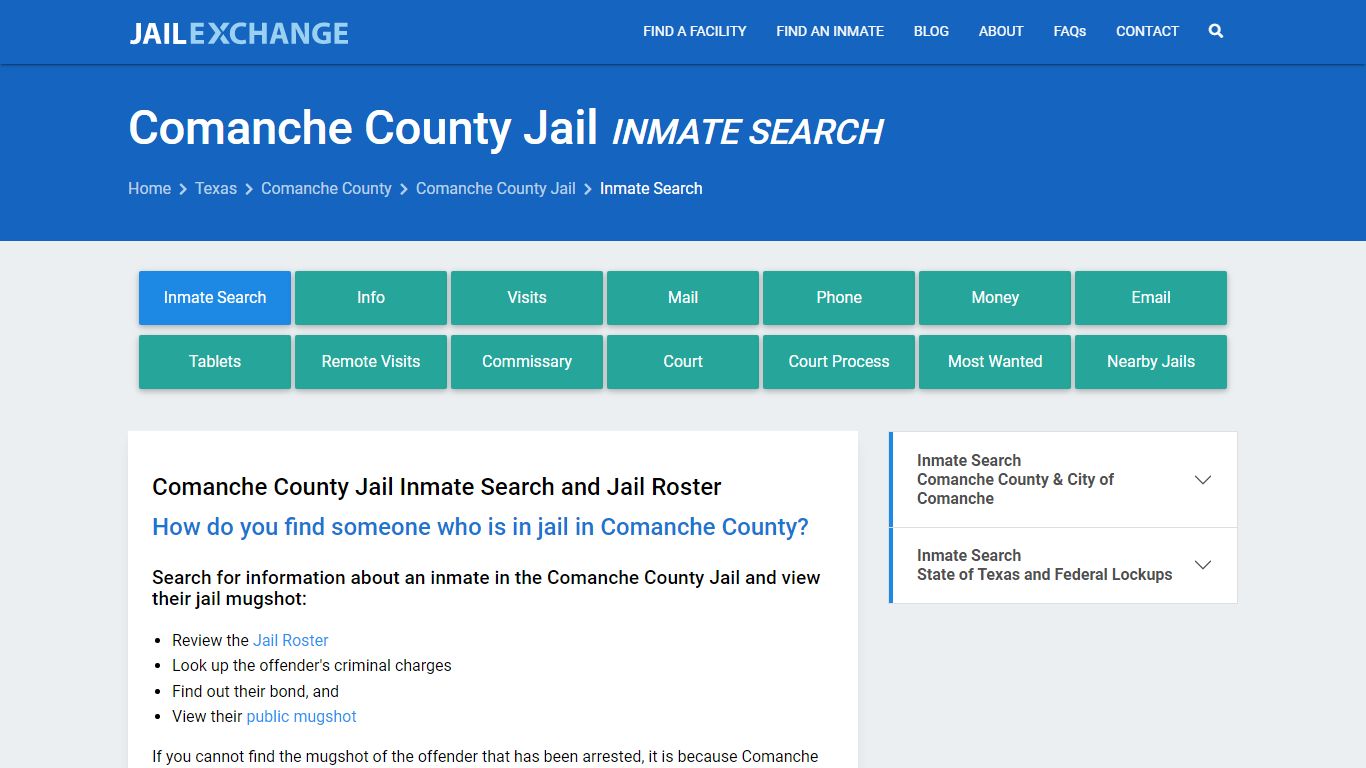 Inmate Search: Roster & Mugshots - Comanche County Jail, TX
